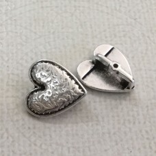 10x2mm ID Crimpable Embossed Design Heart Leather Sliders - Antique Silver