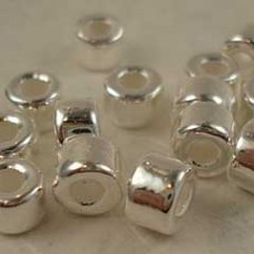 6x4mm Fine Silver Plated Greek Ceramic Tube Beads