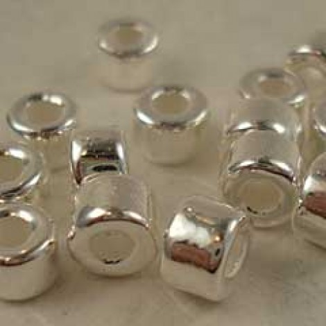 6x4mm Fine Silver Plated Greek Ceramic Tube Beads