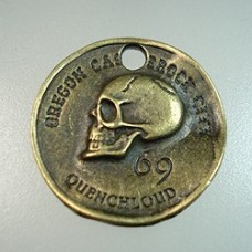 28mm Vint Ant Bronze Halloween Skull Coin Pendant