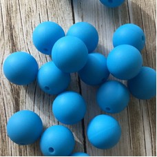 15mm Baby-Safe Silicone Round Beads - Sky Blue - Pack of 4