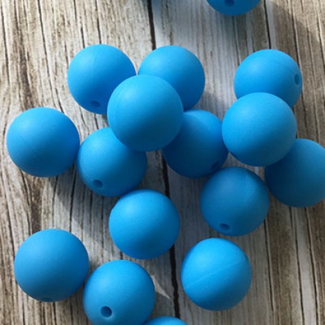 15mm Baby-Safe Silicone Round Beads - Sky Blue