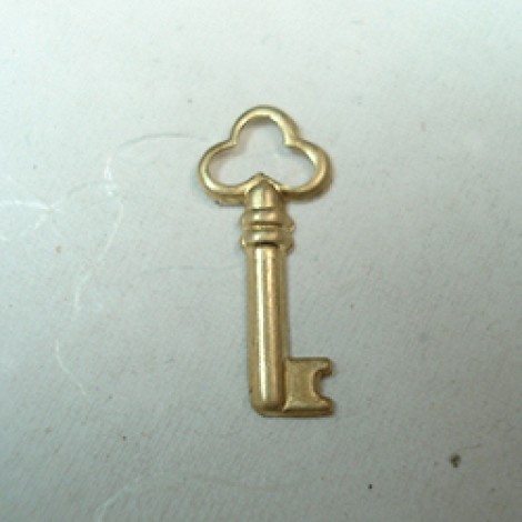 17mm Small Key Raw Brass Charm