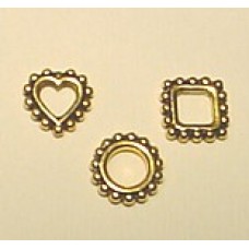 8mm TierraCast Beaded Open Link Shapes - Circle, Square or Heart