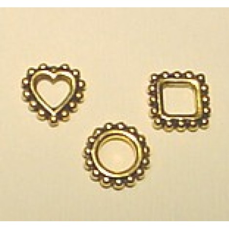 8mm TierraCast Beaded Open Link Shapes - Circle, Square or Heart