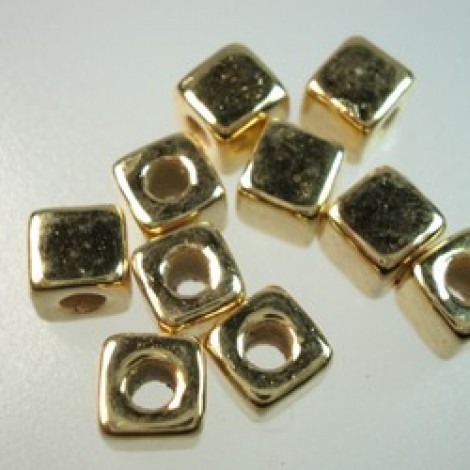 5.5mm 24K Gold Plated Greek Ceramic Little Square Beads