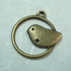 20mm Antique Bronze Bird on Ring Pendant/Charm