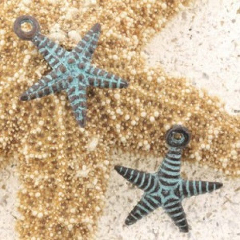 27x22mm Mykonos Greek Starfish Charm - Turquoise Patina
