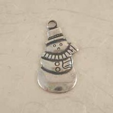 16x8mm Sterling Silver Plated Small Snowman Charm