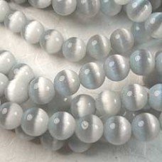 6mm Smoke Cats Eye Optic Fibre Beads - Strand