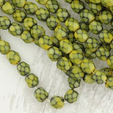 4mm Czech Firepolish Beads - Yellow Jasper Snake - Pack of 50