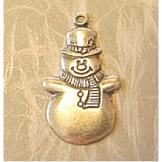 18mm Small Snowman Sterling Silver Plated Charm - Pack of 4