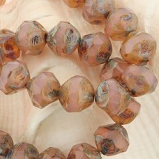 8mm Czech Central Cuts - Pink Opal Picasso