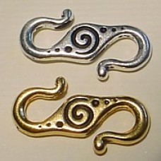 25mm TierraCast Spiral S-Hook Clasp - Ant Gold or Silver
