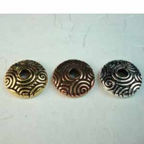 11mm TierraCast Spiral Dance Large Hole Beadcaps - Ant Gold or Copper