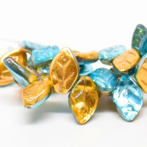 12x7mm Czech Leaves - Spring Multi-Celestial - Pack of 10