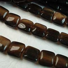 8mm Cats Eye Optic Fibre Square Beads - Deep Coffee - Strand