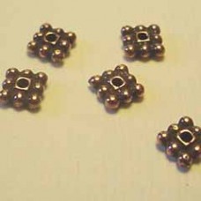 5mm TierraCast Ant Copper Square Flat Beaded Spacers - Pack of 10