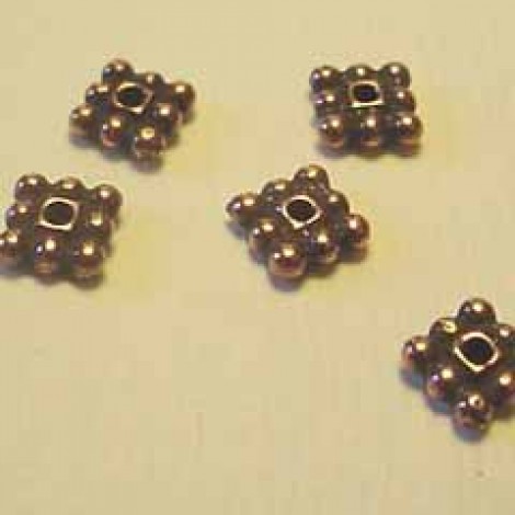 5mm TierraCast Ant Copper Square Flat Beaded Spacers - Pack of 10