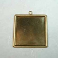 30mm Square Brass Picture Frame Bezel Drops - Pack of 4
