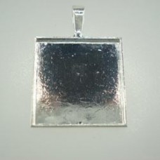 25mm Silver Plated Square Pendant Bezels