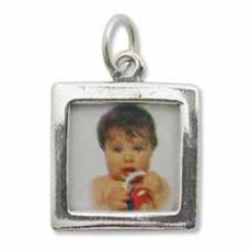 18x18mm Double Sided Sterling Silver Frame Charm - Each