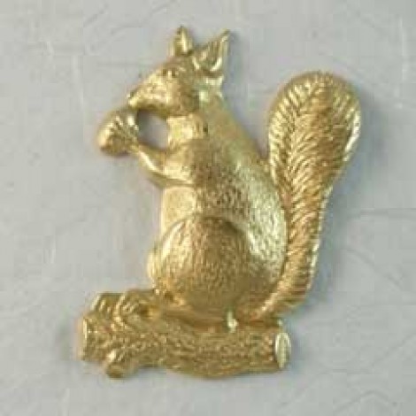Large Squirrel Raw Brass Charm