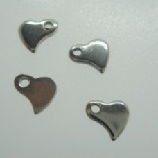 6x5.5mm Flat Heart Stainless Steel Blank Drops - Pack of 20