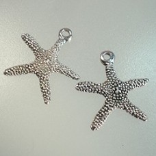 19mm Tibetan Style Ant Silver Starfish Charm