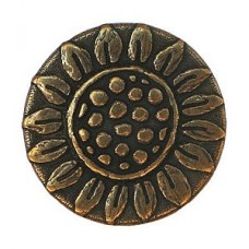 22mm Antique Brass Rustic Sunflower Shank Button