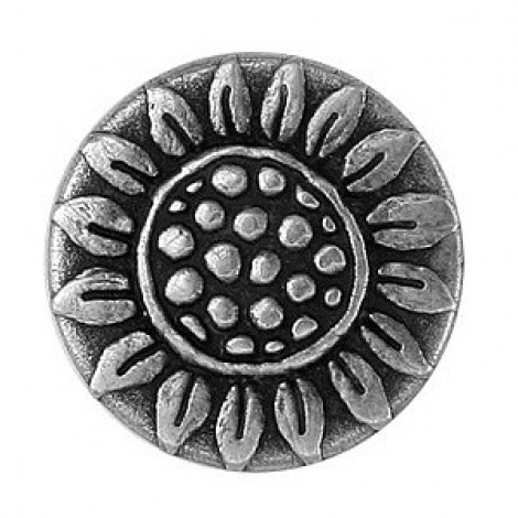 22mm Antique Silver Rustic Sunflower Shank Button - Each 22mm Antique Silver Rustic Sunflower Shank Button - Each