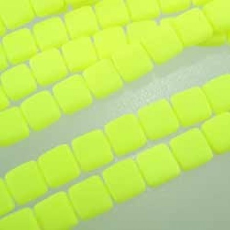 6mm CzechMates 2-Hole Tiles - Neon Yellow - Pack of 20