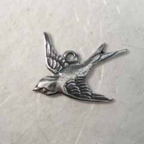 15x17mm Swallow Charm - Sterling Silver Plated