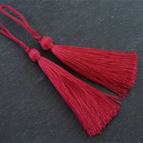 77mm Turkish Silk Thread Long Tassels - Garnet
