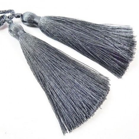77mm Turkish Silk Thread Long Tassels - Grey - Each 77mm Turkish Silk Thread Long Tassels - Grey - Each