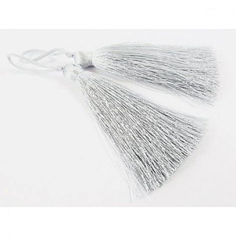 77mm Turkish Silk Thread Long Tassels - Light Grey - Each 77mm Turkish Silk Thread Long Tassels - Light Grey - Each