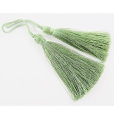77mm Turkish Silk Thread Long Tassels - Light Olive