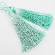 77mm Turkish Silk Thread Long Tassels - Pale Turquoise