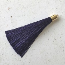 70mm Silk Tassels with Gold Beadcap - Navy Blue