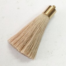 50mm Silk Tassels with Gold Plated Cap & Loop - Latte - 1 pair