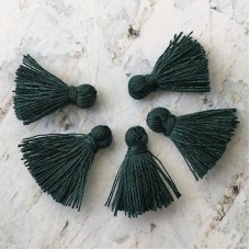 15mm Tiny Cotton Tassels - Hunter Green