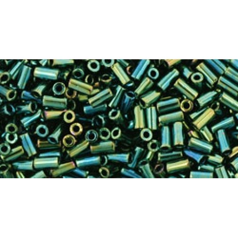 6mm (#2) Toho Bugle Beads - Metalic Iris - Green-Brown - 8-9gm