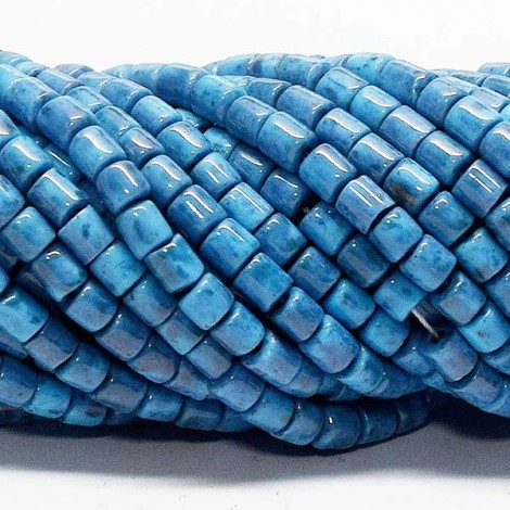 4mm (6/0) Czech Limited Edition Vintage Bugle Beads - Blue Turquoise Moon Dust - Per strand (app 125-130 beads) 4mm (6/0) Czech Limited Edition Vintage Bugle Beads - Blue Turquoise Moon Dust - Per strand (app 125-130 beads)