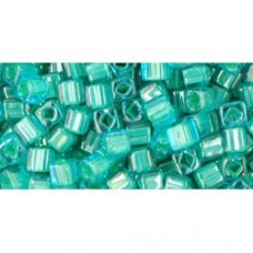 3mm Toho Cubes - Jonquil/Aqua Colour Lined