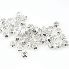 3mm TierraCast Faceted Spacer Beads - Bright Fine Silver Plated