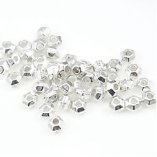 3mm TierraCast Faceted Spacer Beads - Bright Fine Silver Plated - Pack of 20