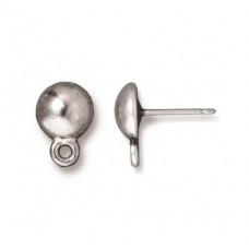 8mm TierraCast Dome Earposts - White Bronze (Silver) Plated