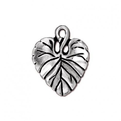 20mm TierraCast Violet Leaf Charm - Antique Fine .999 Silver Plated