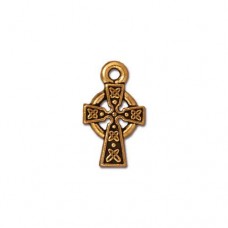 15x9mm TierraCast Small Celtic Cross Charm - Antique Gold
