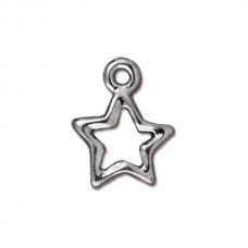 10x13mm TierraCast Open Star Charm - White Bronze (Silver) Plated